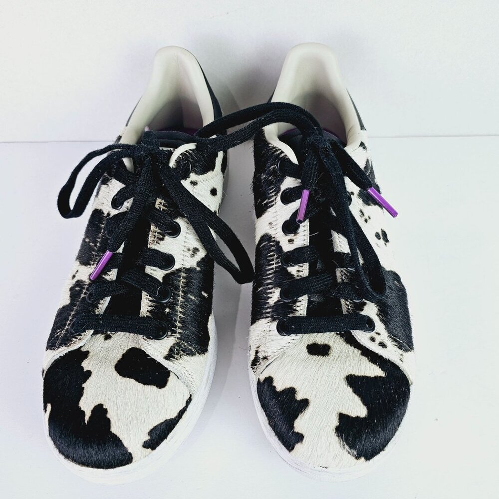 Adidas Stan Smith Cow Print Pony Hair Sneakers, Sz 6 - Picture 5 of 11
